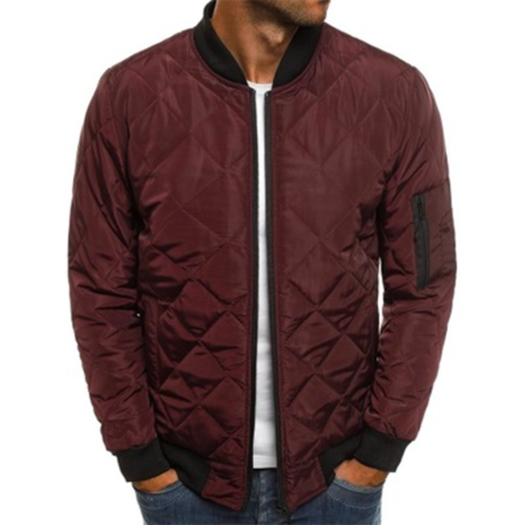 Men's black quilted streetwear jacket comfort fit with bold urban edge stitching detail