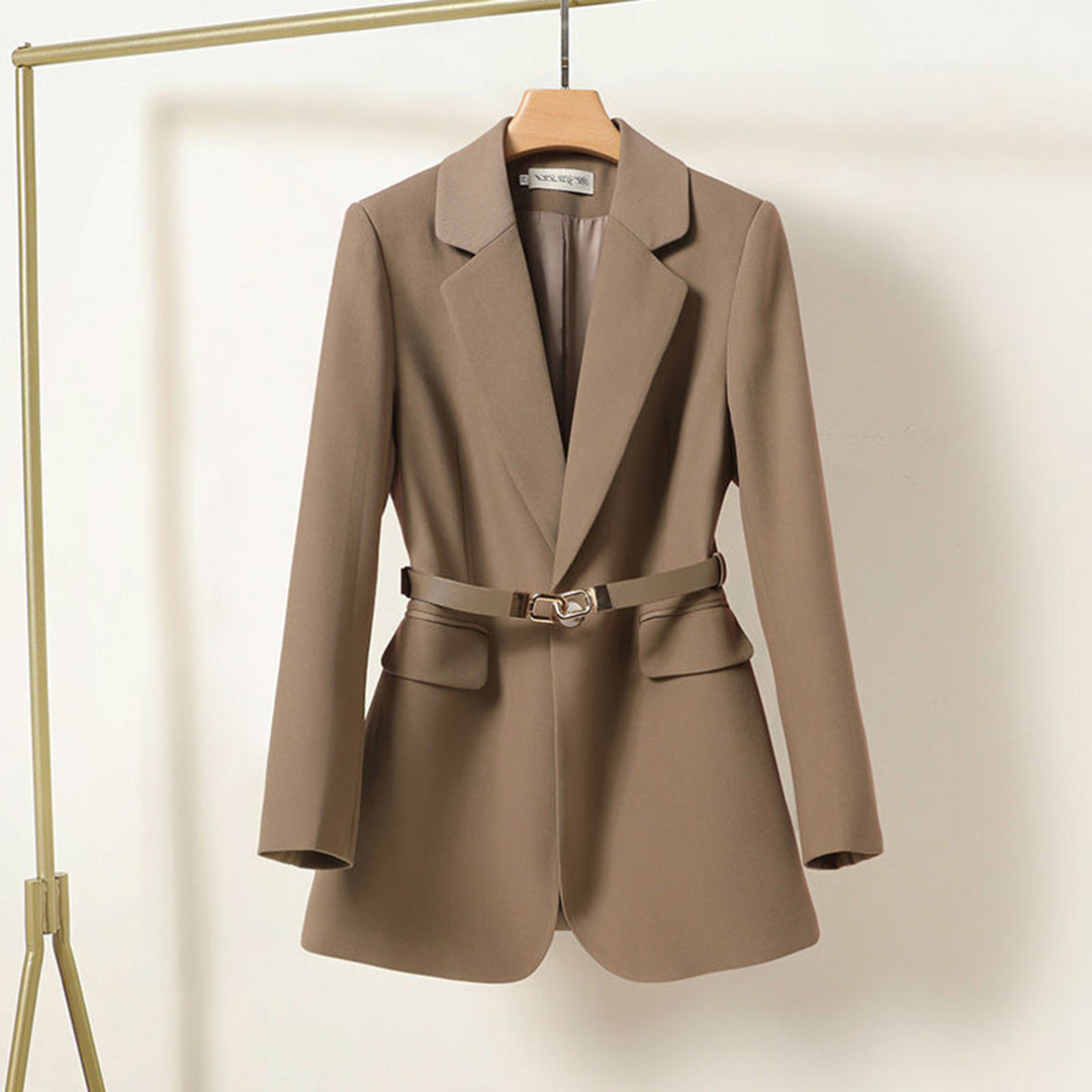 Women's long belted blazer chic office formal wear modern slim fit versatile layer premium comfort