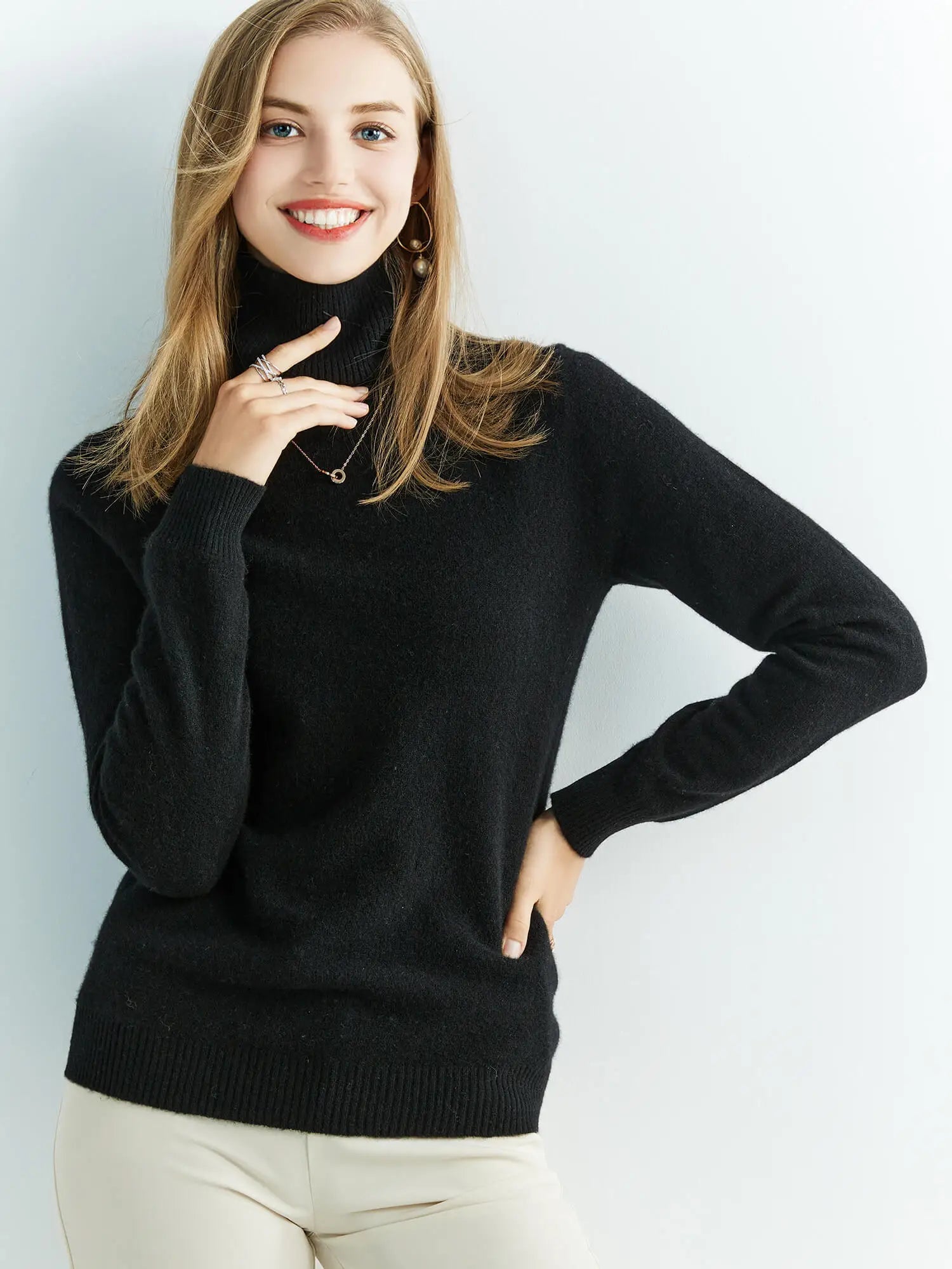Aura merino wool turtleneck sweater featherweight breathable ribbed trim cold-weather knit