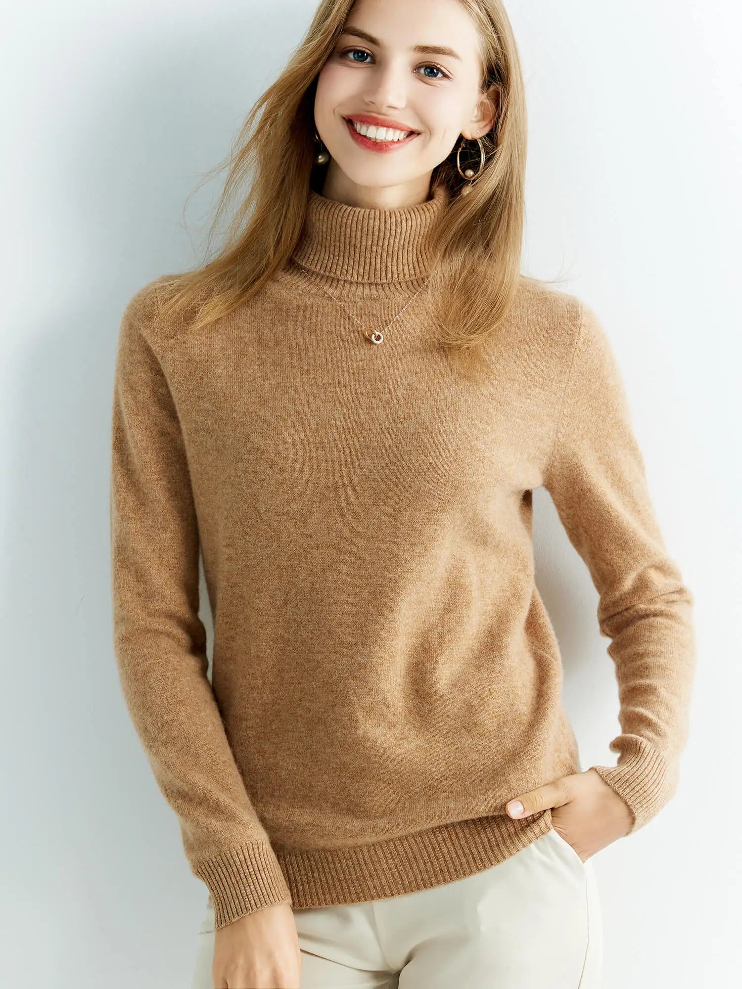 Aura merino wool turtleneck sweater featherweight breathable knit with ribbed trim for cold mornings