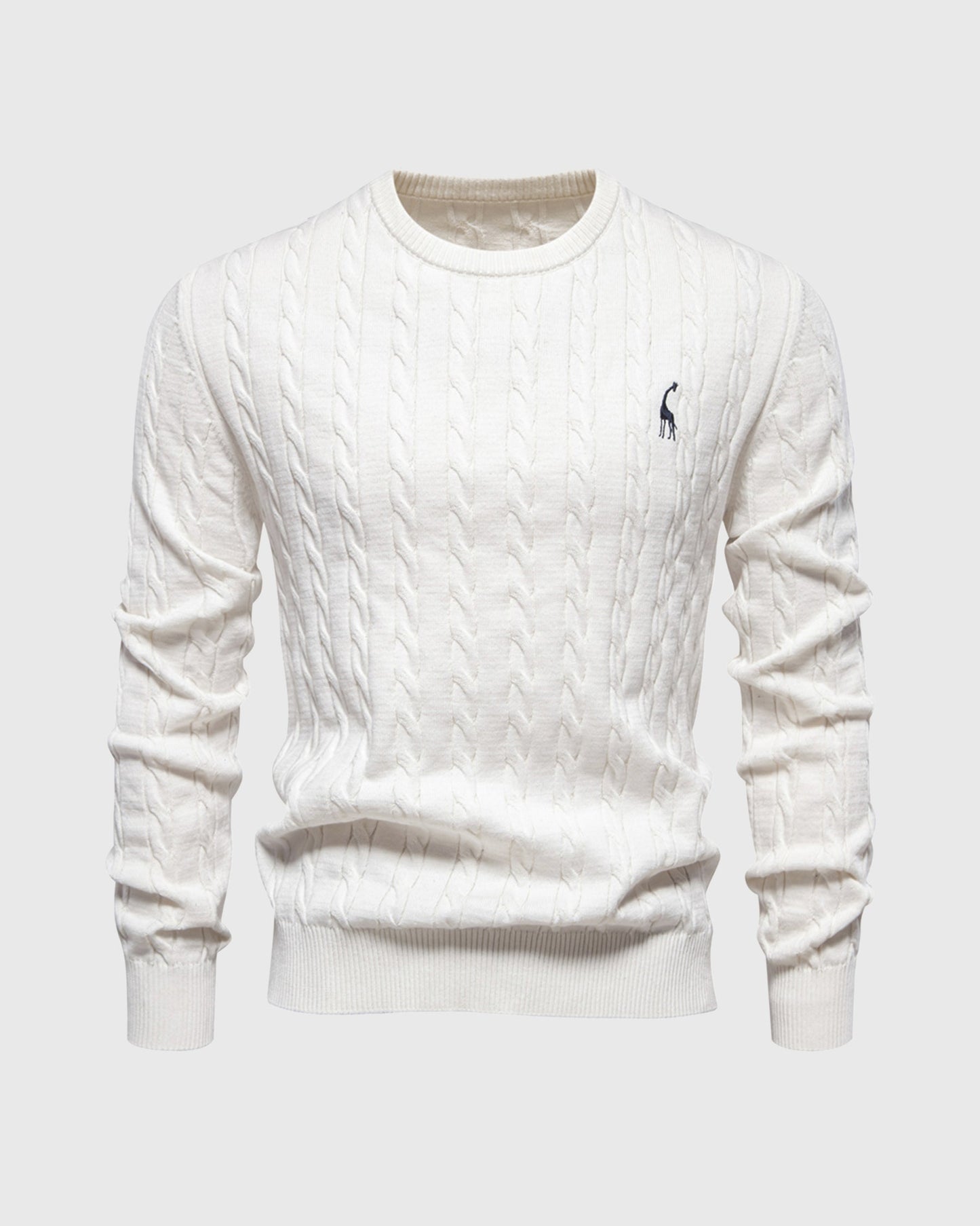 Men's cable knit sweater regular fit ribbed edges breathable soft fiber blend casual everyday style
