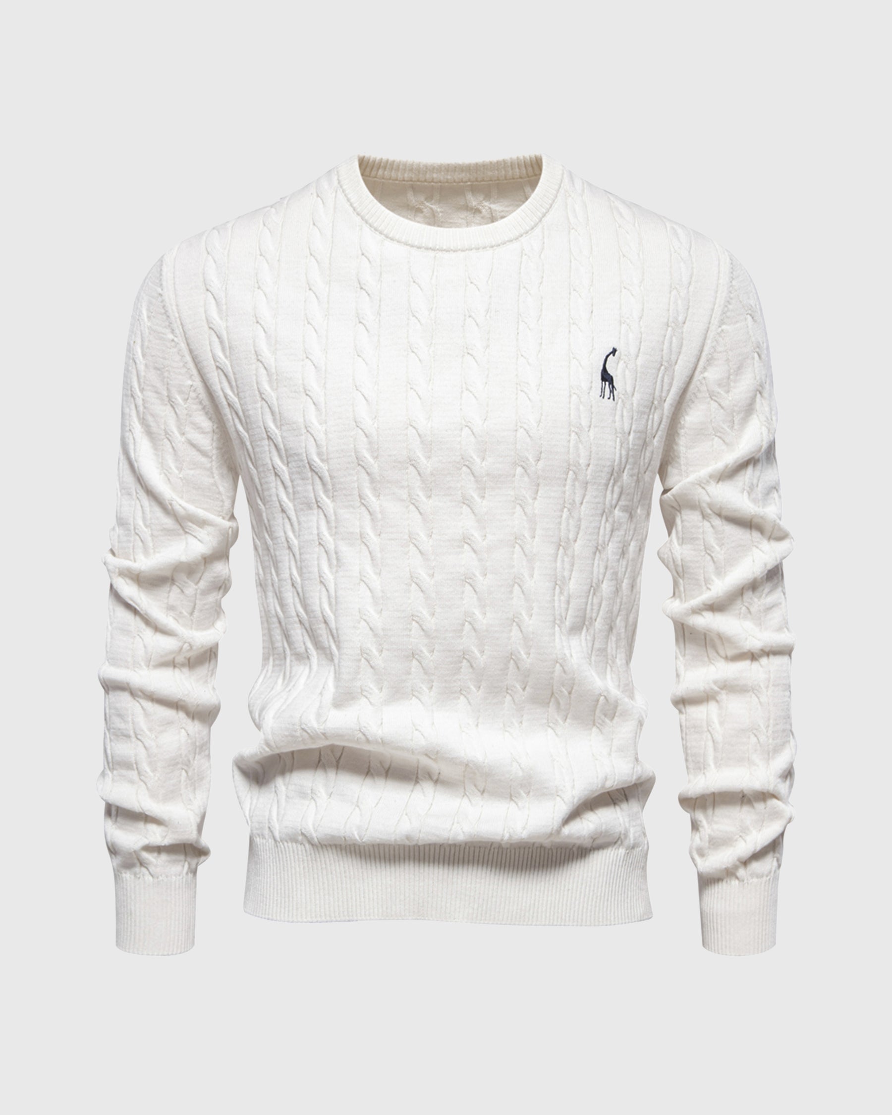 Men's cable knit sweater regular fit ribbed edges breathable soft fiber blend casual everyday style