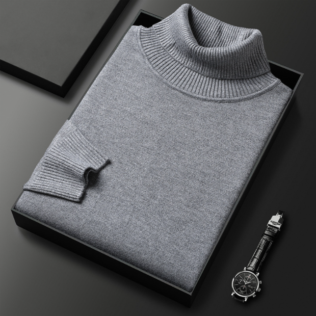 Logan unisex cashmere-cotton turtleneck sweater, warm luxury knit in timeless classic style