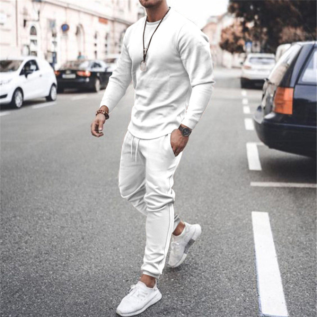 Men's gray cotton-blend tracksuit set tapered fit two-piece with streamlined silhouette