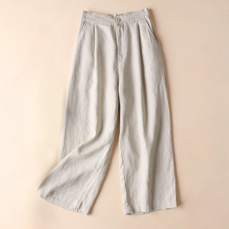 Valentina Rossi wide-leg linen pants women breathable elastic waist relaxed elegant silhouette