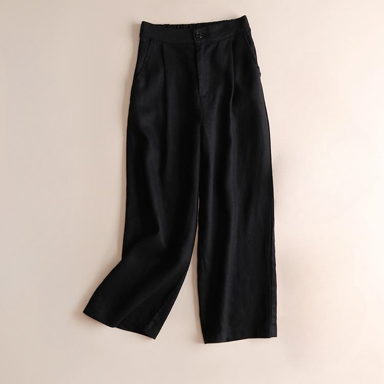Valentina Rossi wide-leg linen pants women breathable elastic waist elegant relaxed silhouette