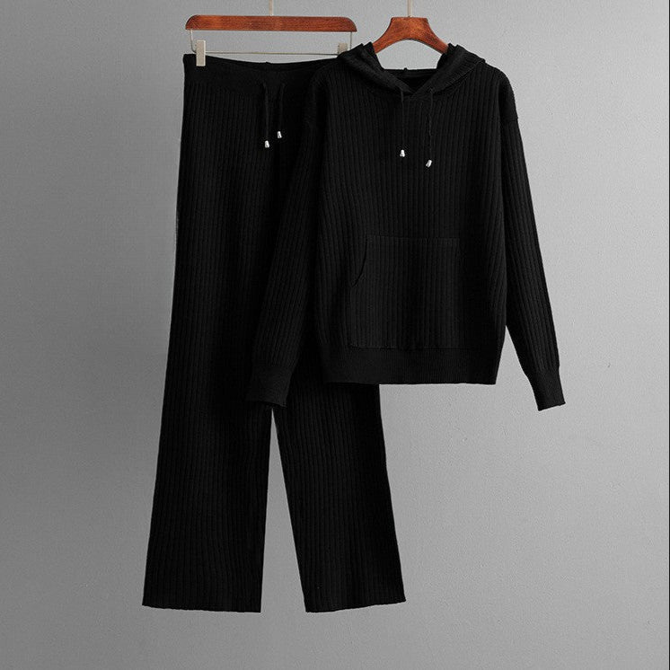 Valentina Rossi soft ribbed cotton-poly loungewear set in neutral tone with understated elegant fit