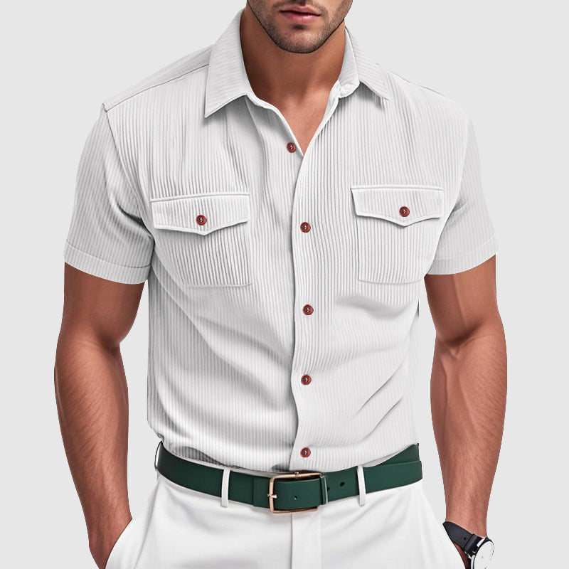 Men's L'Avventura Urbana poly-blend structured shirt, sleek tailored fit, wrinkle-resistant urban style
