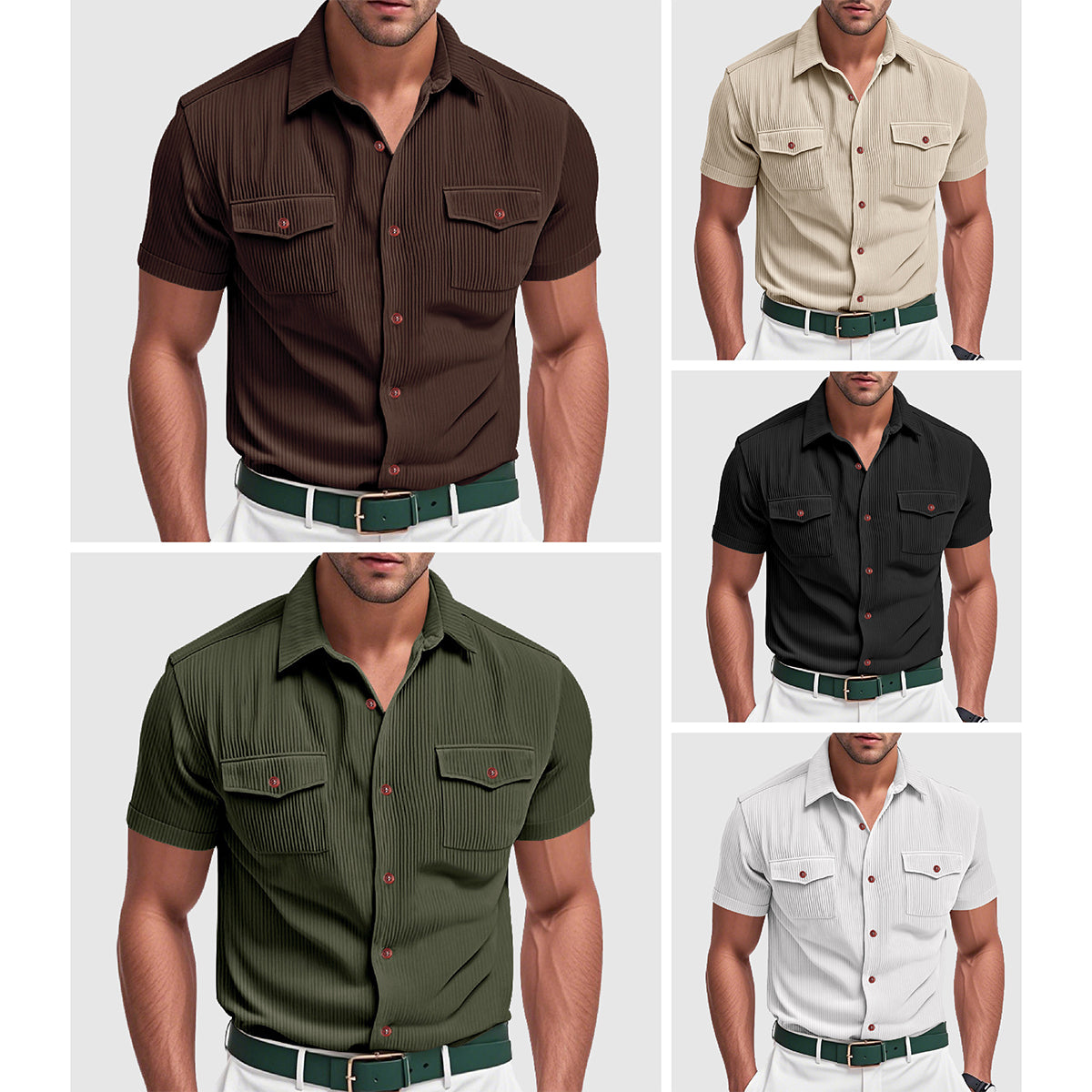 Men's Urbann-Vibe poly-blend structured shirt, sleek tailored fit, wrinkle-resistant urban style