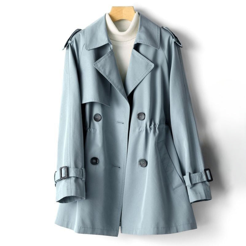 Lightweight poly-blend trench coat classic silhouette weatherproof luxury outerwear urban style