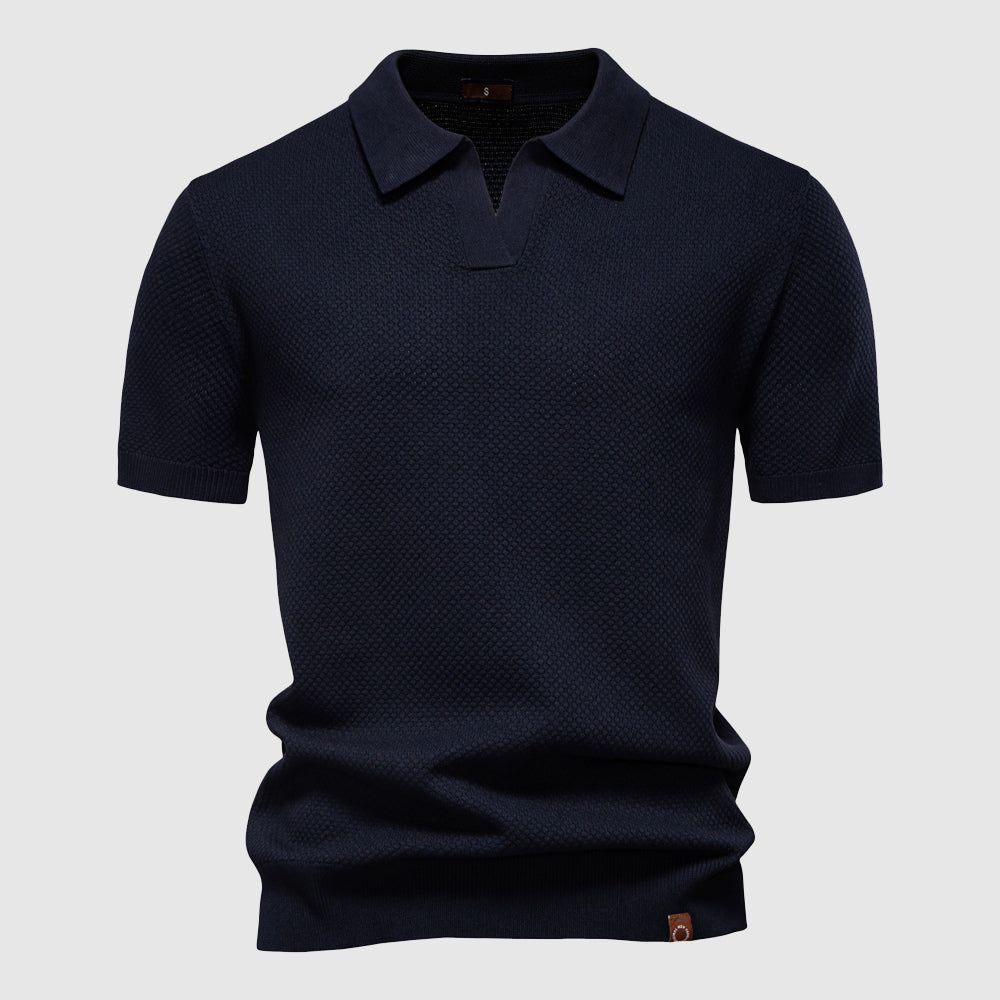 Lorenzo Vitali men's breathable silk blend polo shirt, polished casual silky poly-viscose fabric
