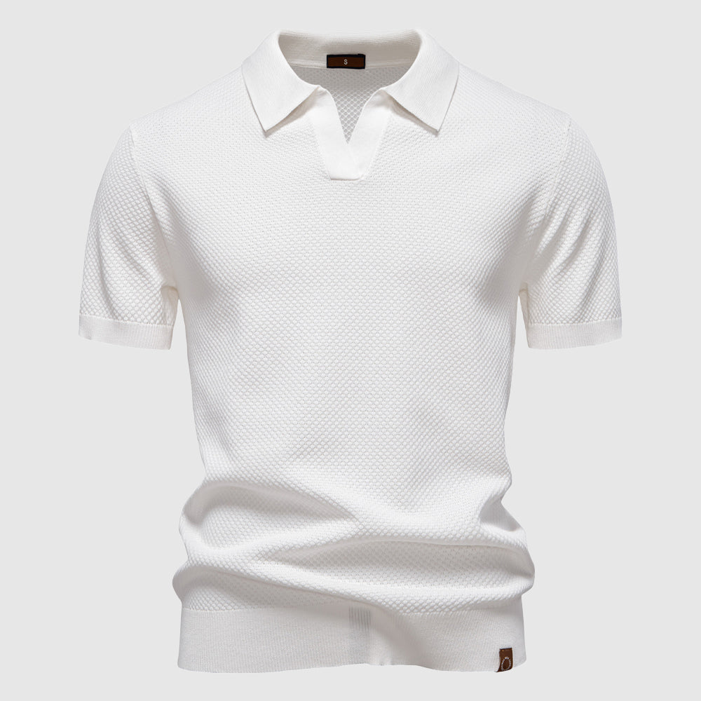 Lorenzo Vitali men's ivory silk blend polo shirt, breathable poly-viscose slim elegant cut