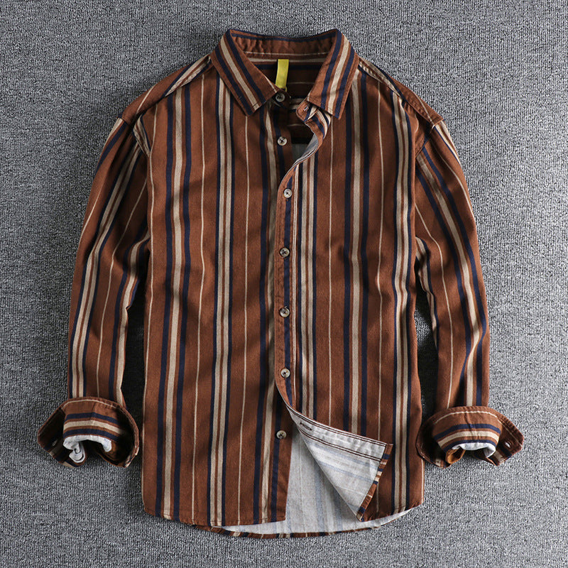 Felix Grant striped cotton shirt modern polo collar breathable smart-casual sophisticated fit