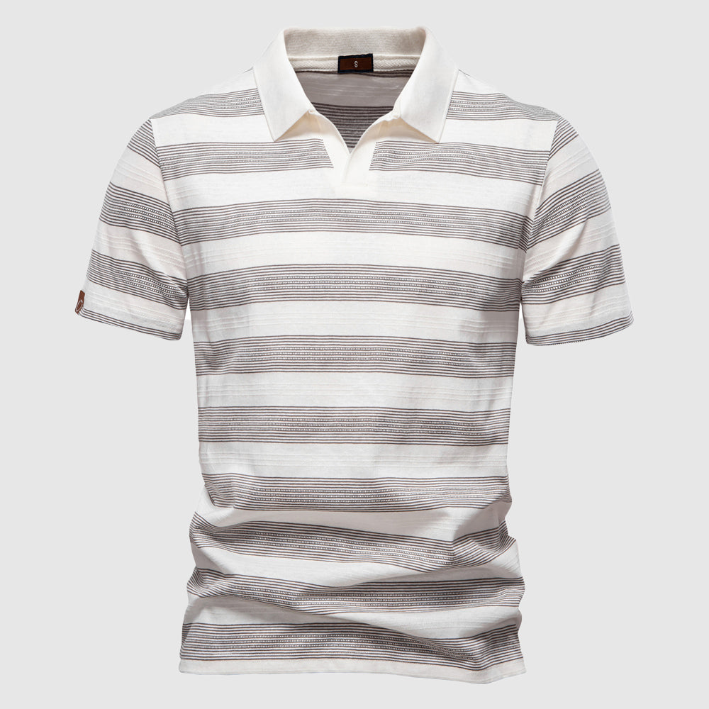 Lorenzo Vitali men's polo shirt breathable cotton blend contrast stripes premium casual style
