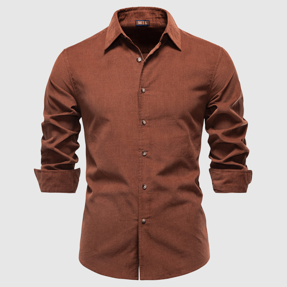 Men's white cotton blend dress shirt classic collar modern polished silhouette Alessandro Veneti