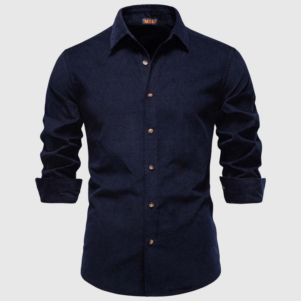 Men's beige cotton blend classic collar shirt by Alessandro Veneti, breathable modern fit