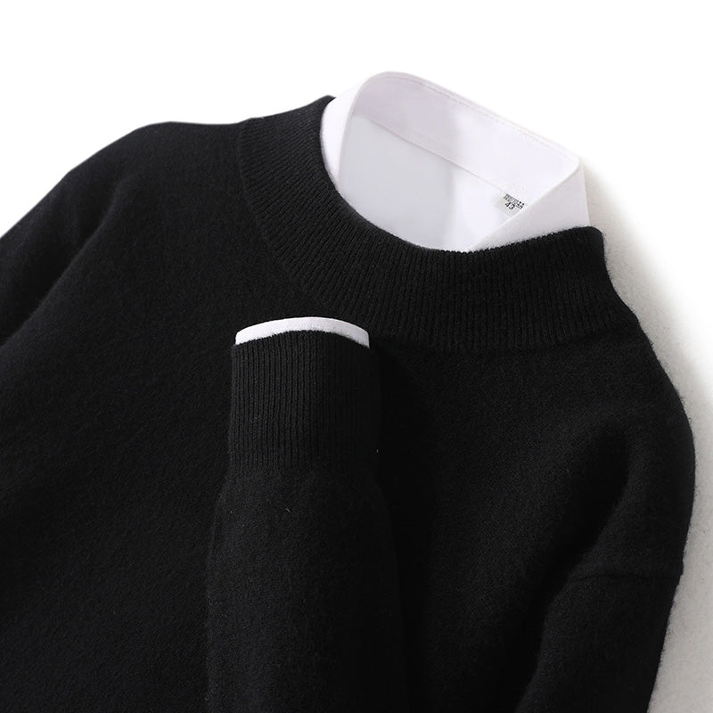 Lorenzo Vitali wool sweater cream O-neck classic knit timeless luxury silhouette premium comfort