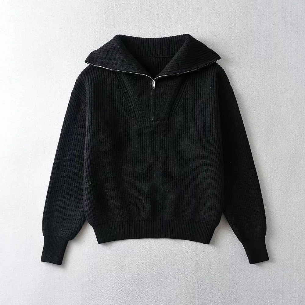 Valentina Rossi L'Inverno Elegante knit sweater poly-blend fabric with adjustable collar cozy winter style