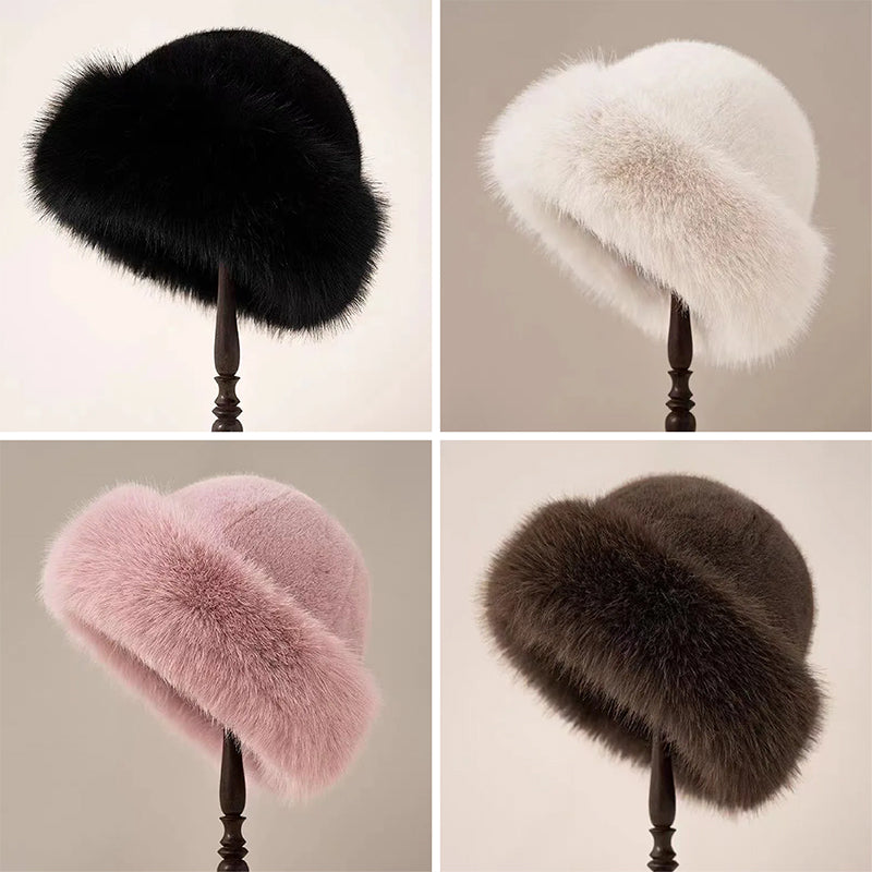 Giuliana La Magia faux fur winter hat with satin lining, plush vintage-inspired style for women