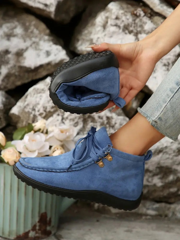 Women's lace-up winter boots faux suede plush lining insulated cold weather comfort