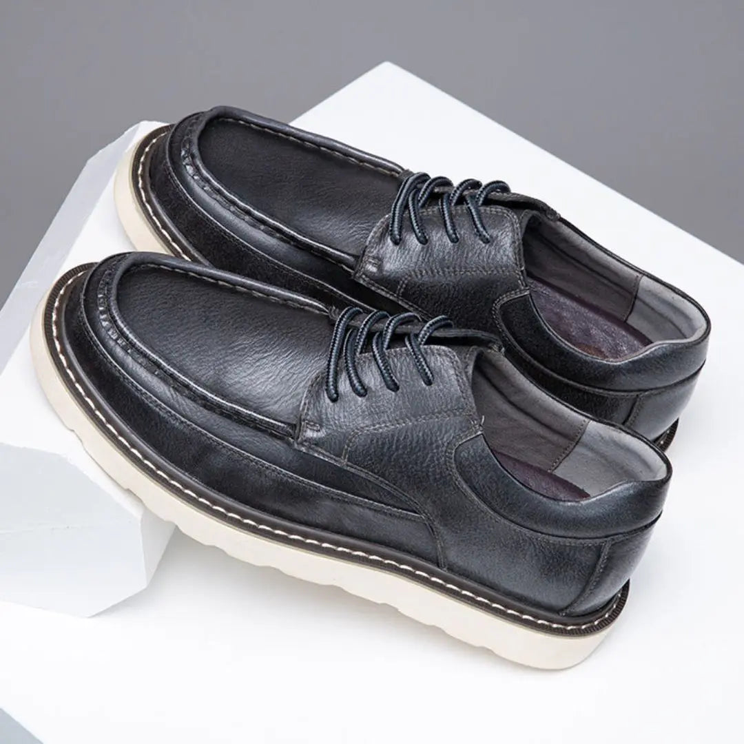 Men's Lancaster vintage full-grain cow leather lace-up shoes with durable rubber sole timeless design
