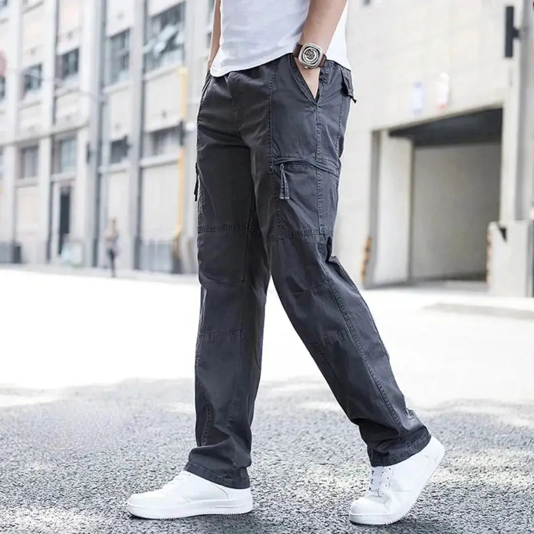 Landon olive cargo pants relaxed fit organic cotton 4-way stretch outdoor adventure trousers