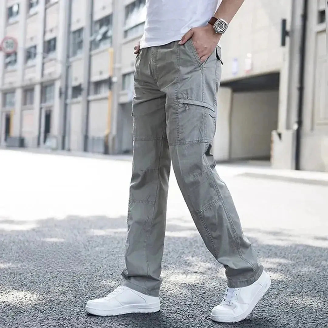Landon olive cargo pants relaxed fit organic cotton 4-way stretch outdoor adventure utility