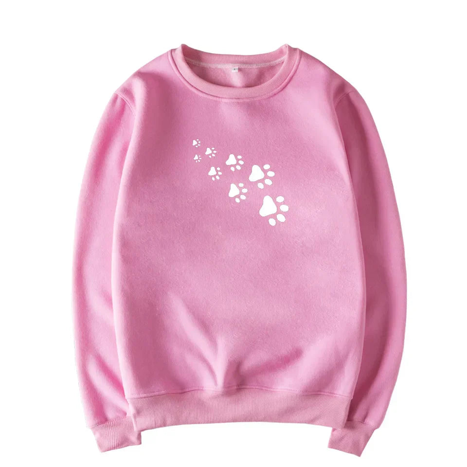 Women's cozy fleece pullover with bear paw print long sleeve sweatshirt soft winter warmth