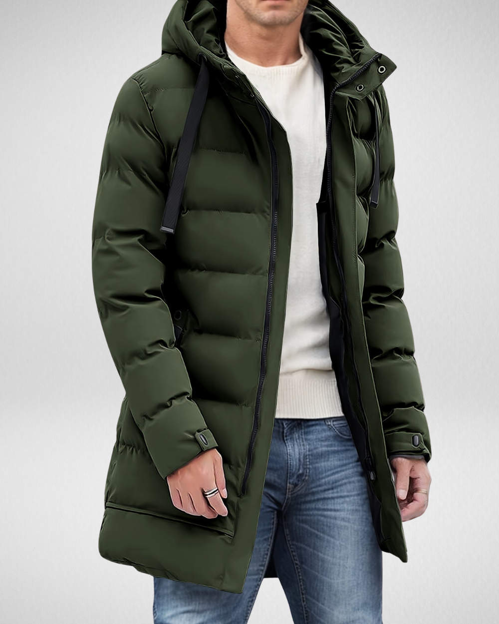Men's long quilted padded winter jacket waterproof ultra-warm outdoor puffer coat modern silhouette