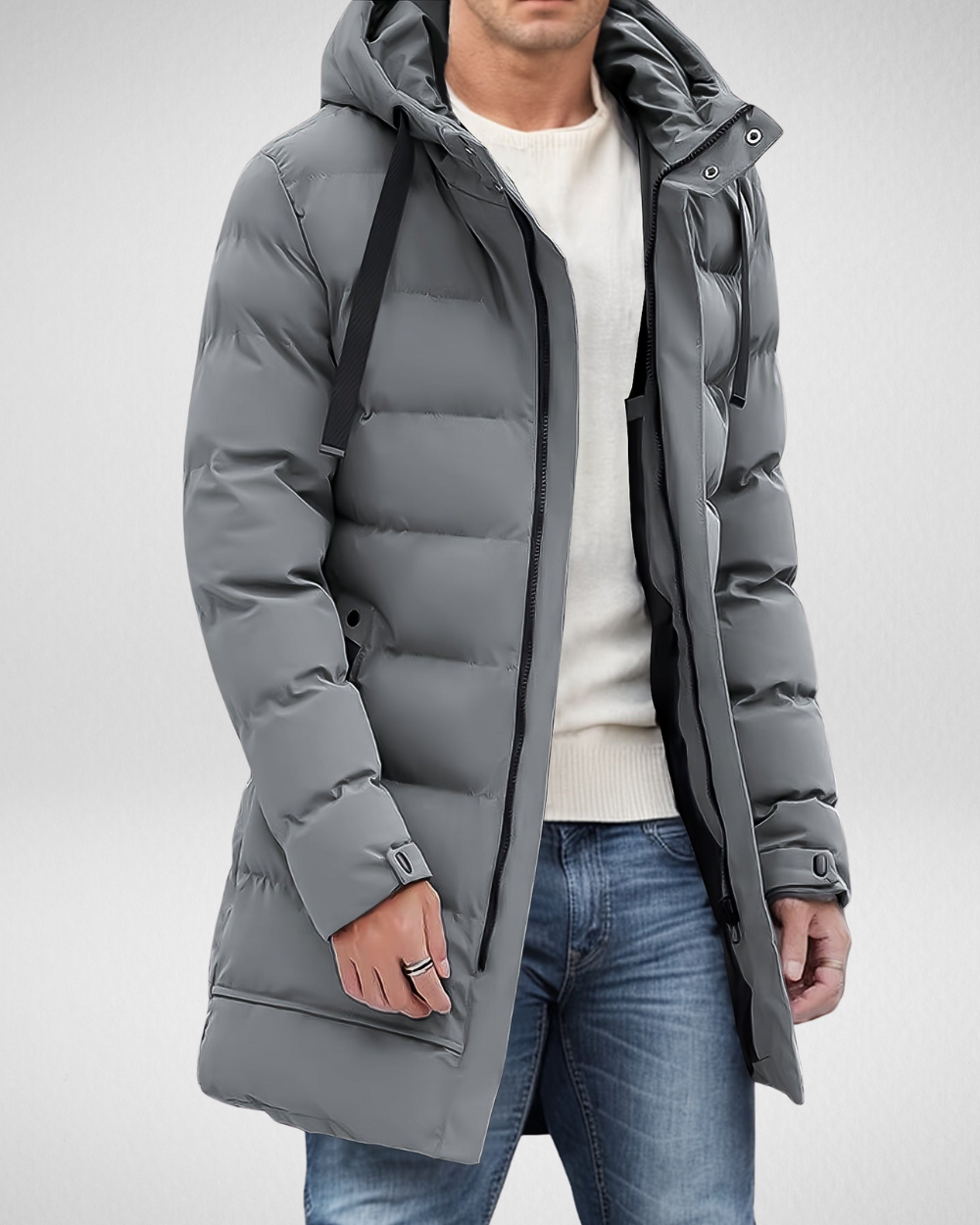 Men's long quilted padded winter jacket waterproof ultra-warm outdoor puffer coat modern silhouette