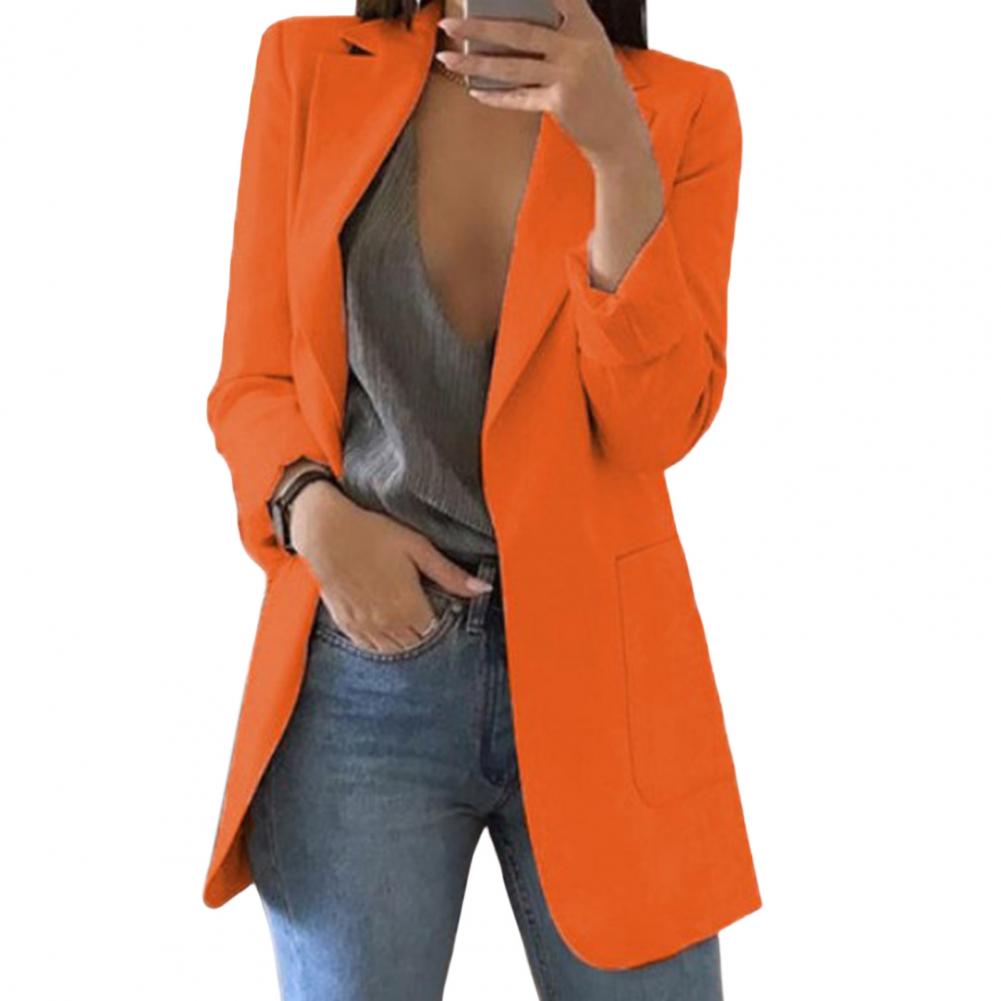 Women's long blazer elegant fit with timeless front closure versatile professional black style