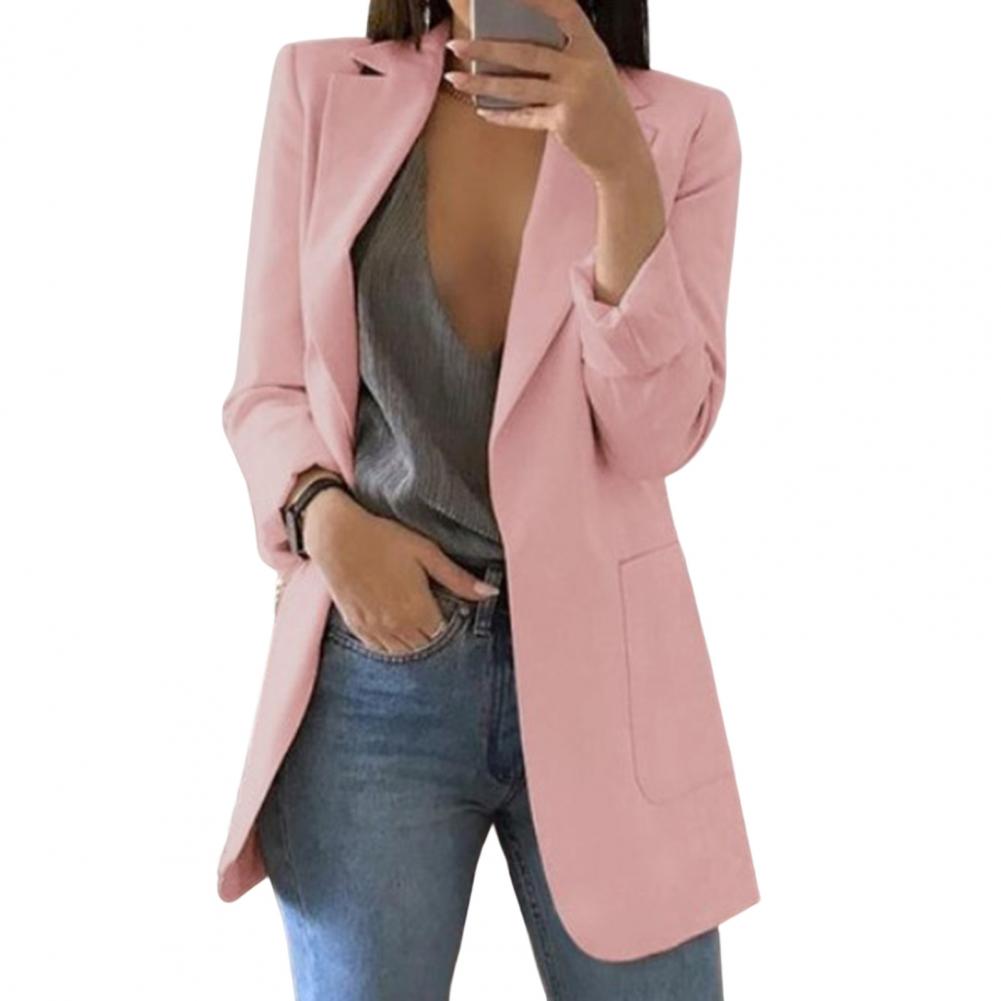 Women's elegant long blazer with front closure, streamlined silhouette for versatile professional style