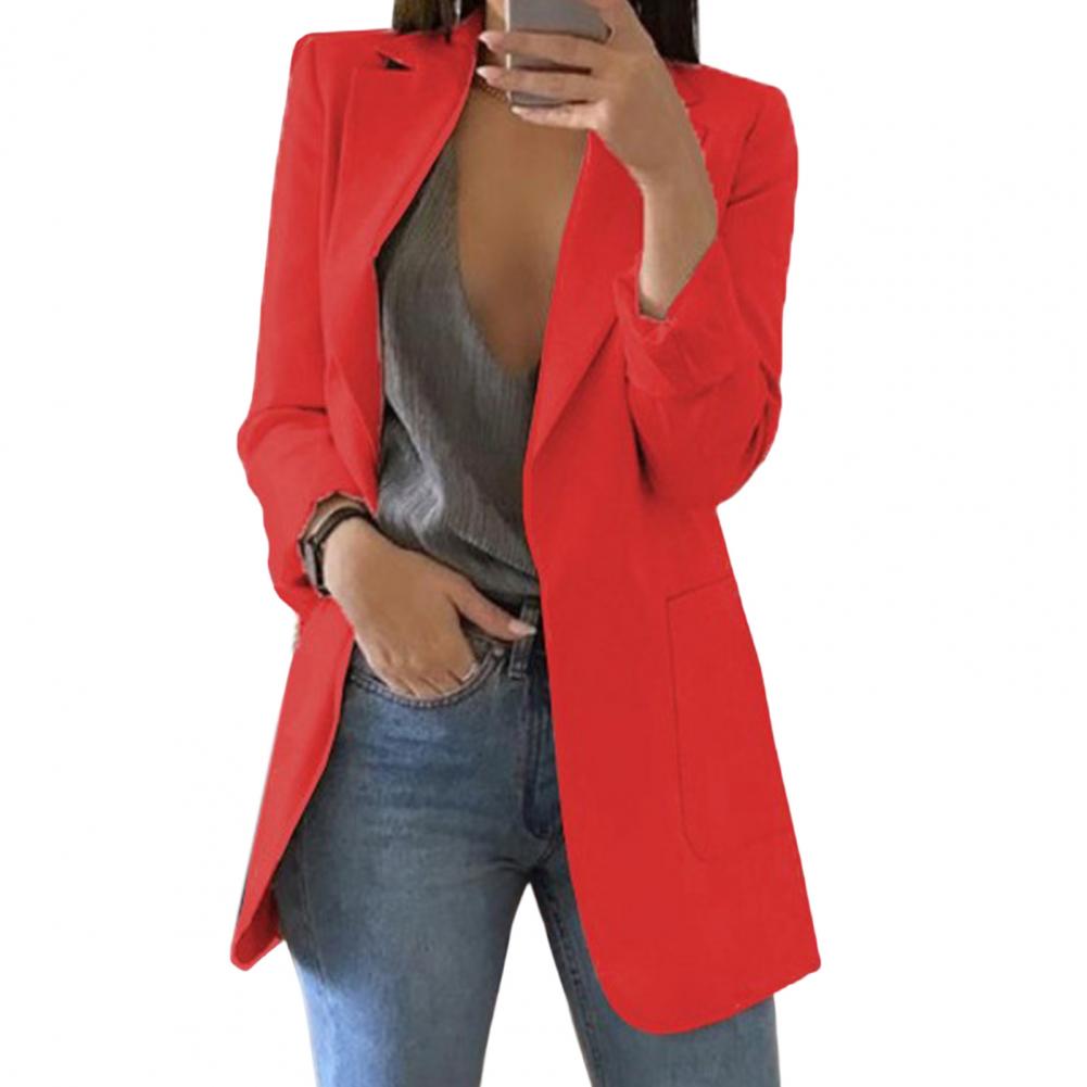 Women's long blazer elegant silhouette with clean front closure versatile professional style