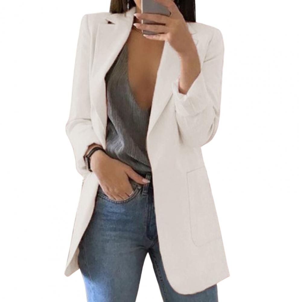 Women's elegant long blazer with front closure, streamlined silhouette for versatile professional style