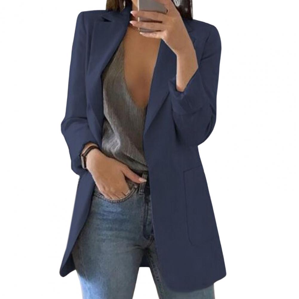 Women's elegant long blazer with front closure, streamlined silhouette for versatile professional style