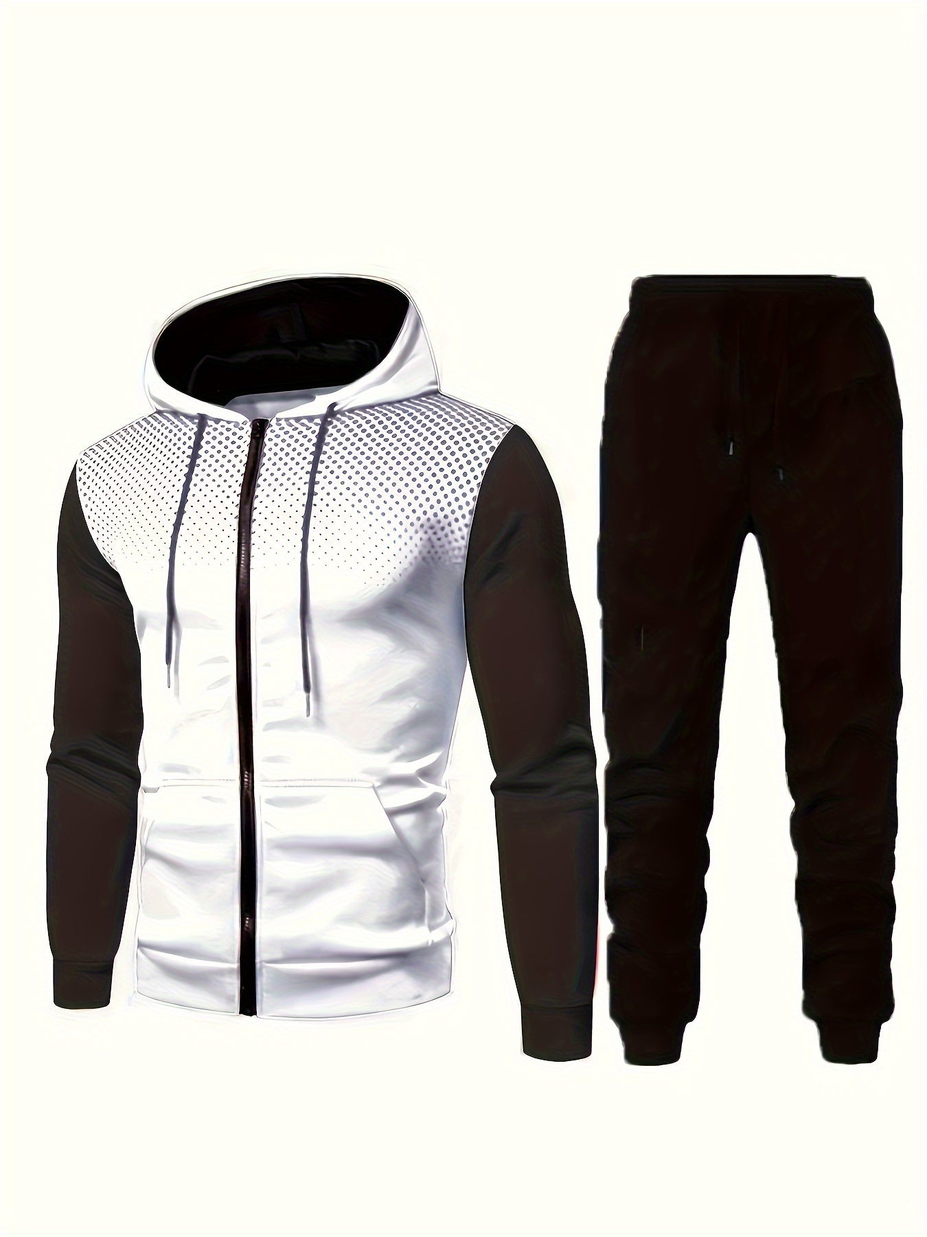 Men's casual fleece tracksuit set with hood, drawstring pants, relaxed fit cozy loungewear