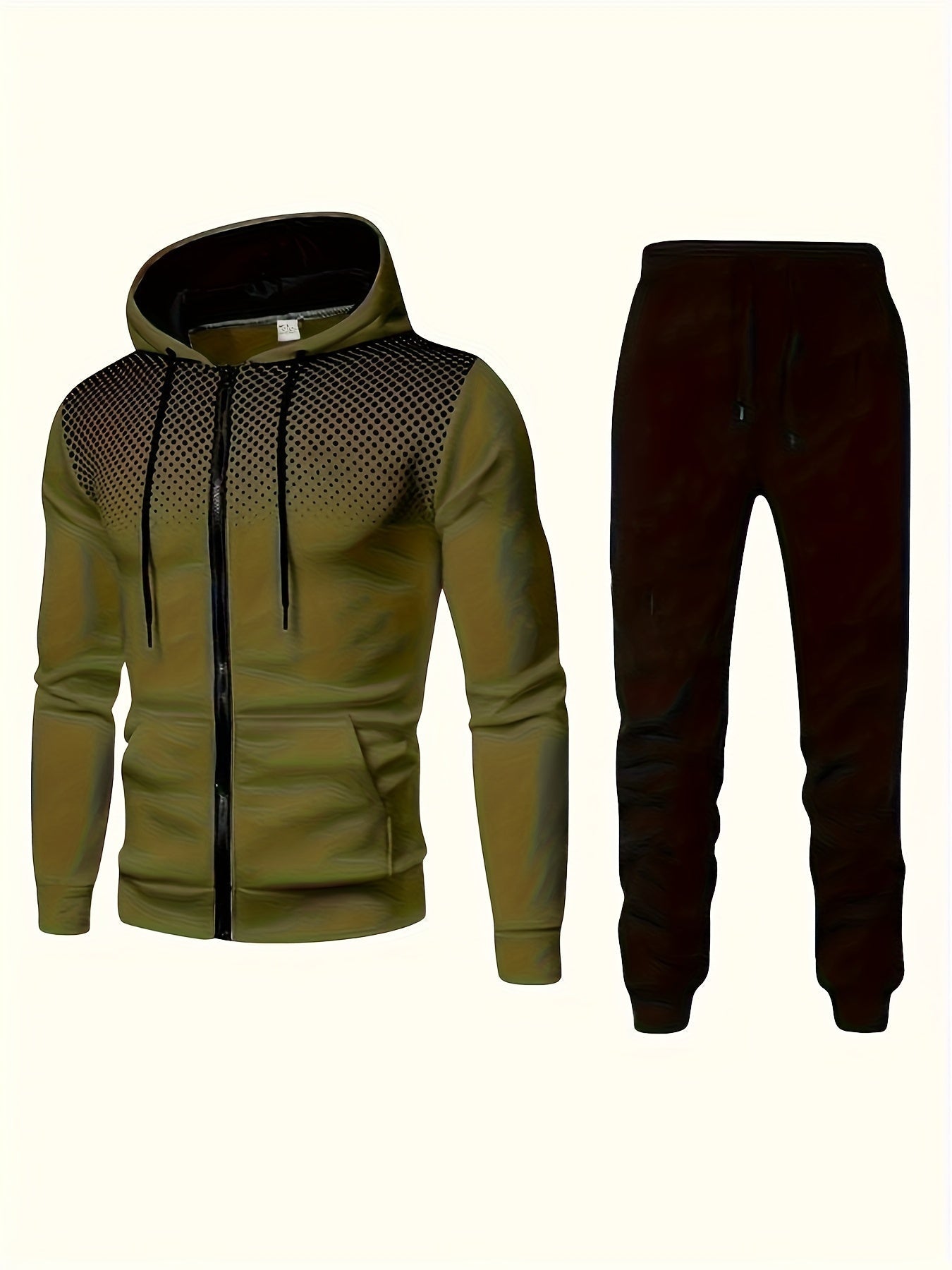 Men's casual fleece tracksuit hoodie set in relaxed fit with drawstring pants for active leisure