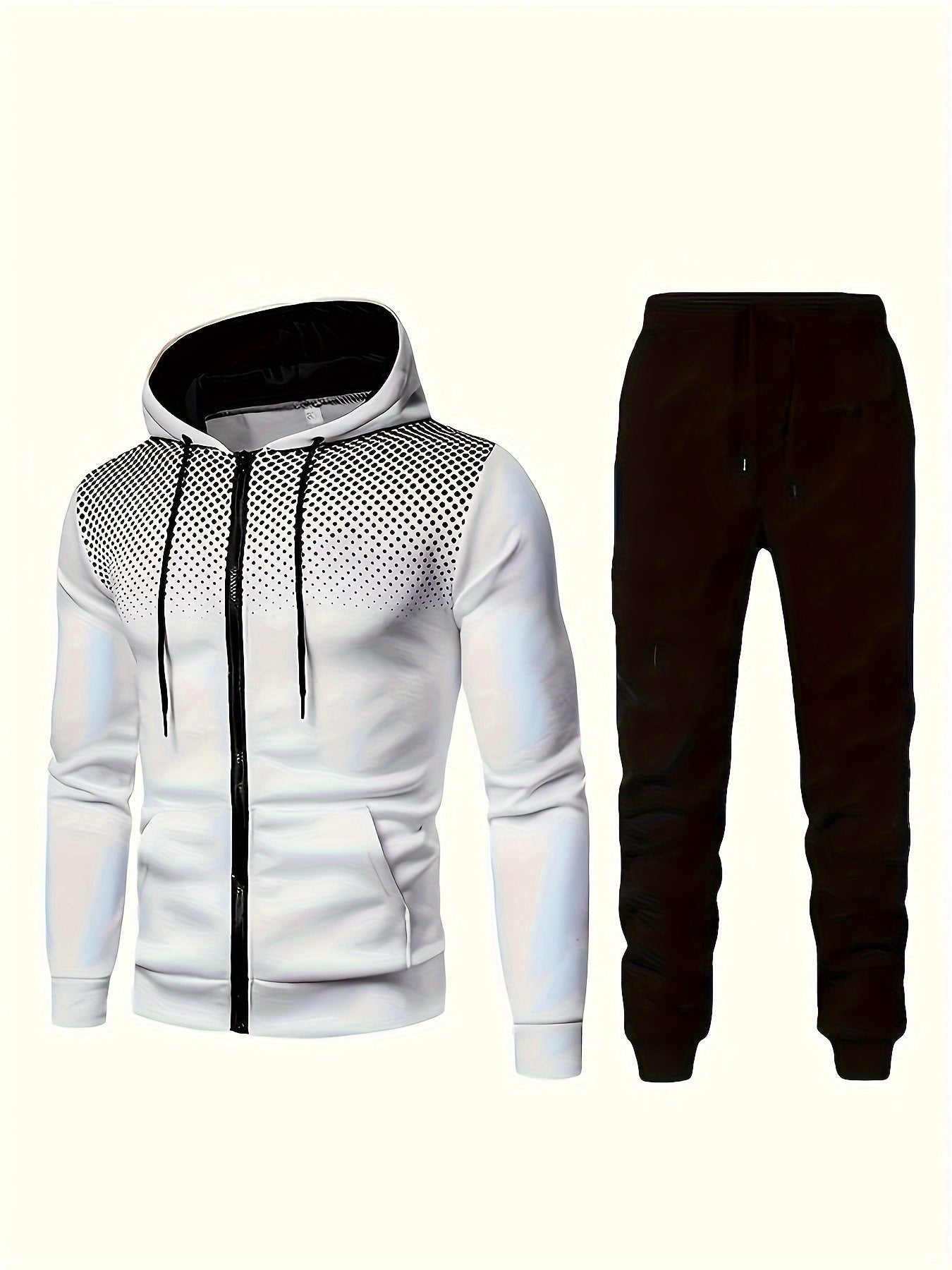 Men's casual gray fleece hooded tracksuit with drawstring pants for relaxed active leisure