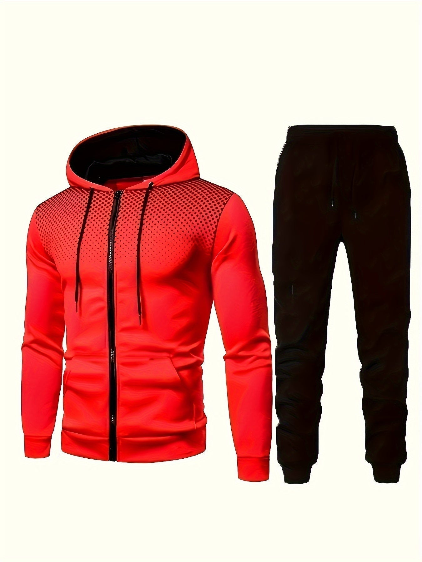 Men's casual gray fleece tracksuit hoodie set with drawstring pants, cozy relaxed fit