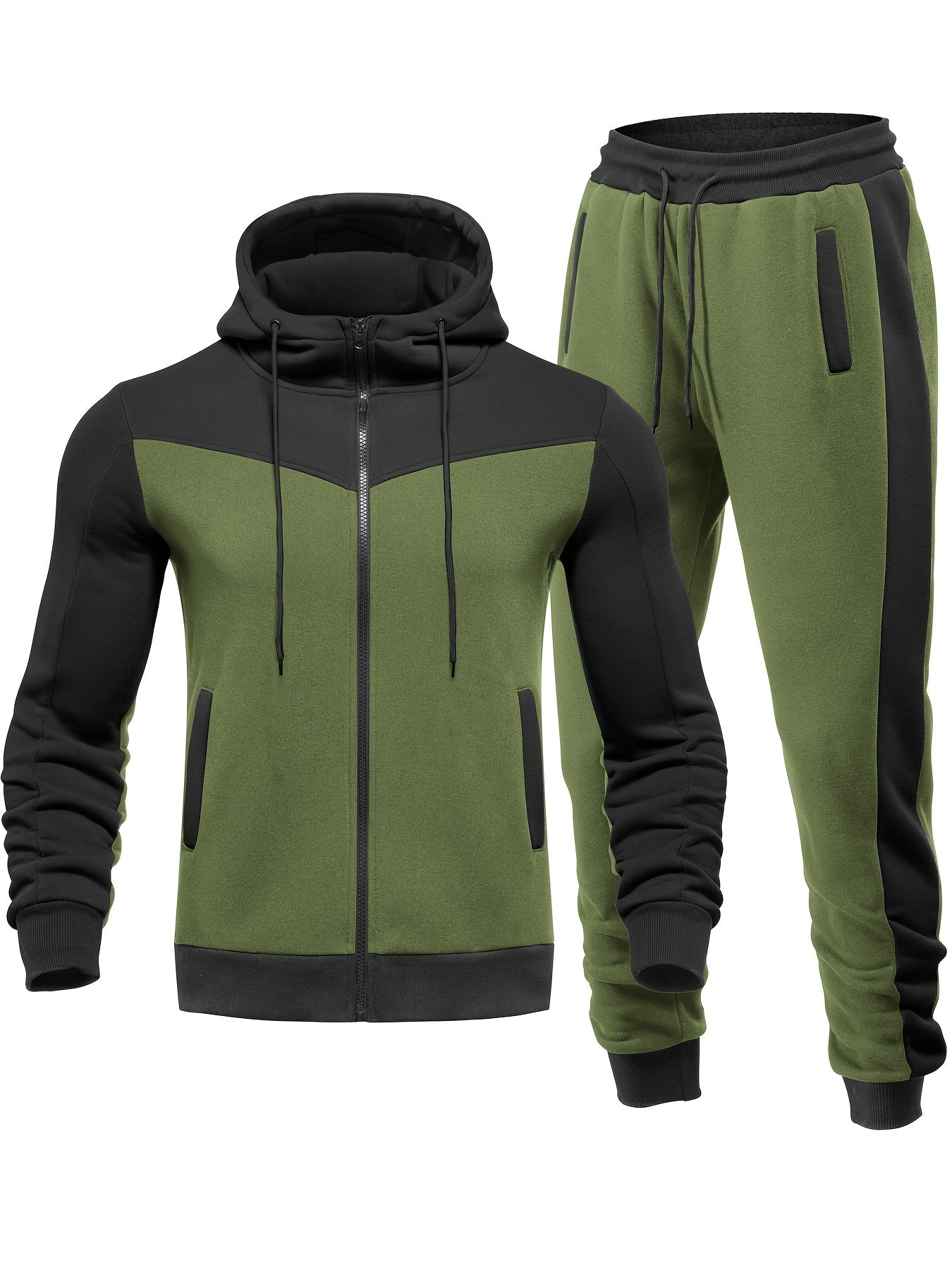 Men casual solid color tracksuit with collar jacket for relaxed everyday comfort and on-the-go style