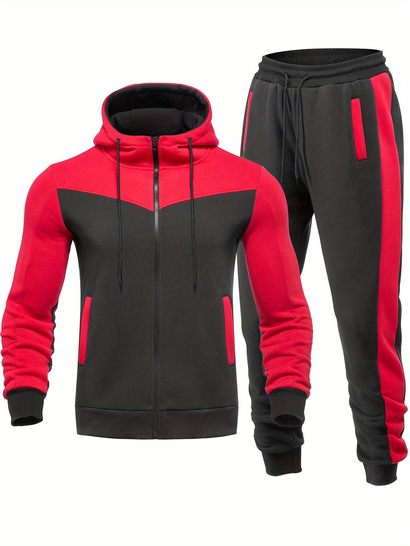 Men casual solid color tracksuit with collar jacket, relaxed fit for everyday comfort and on-the-go style