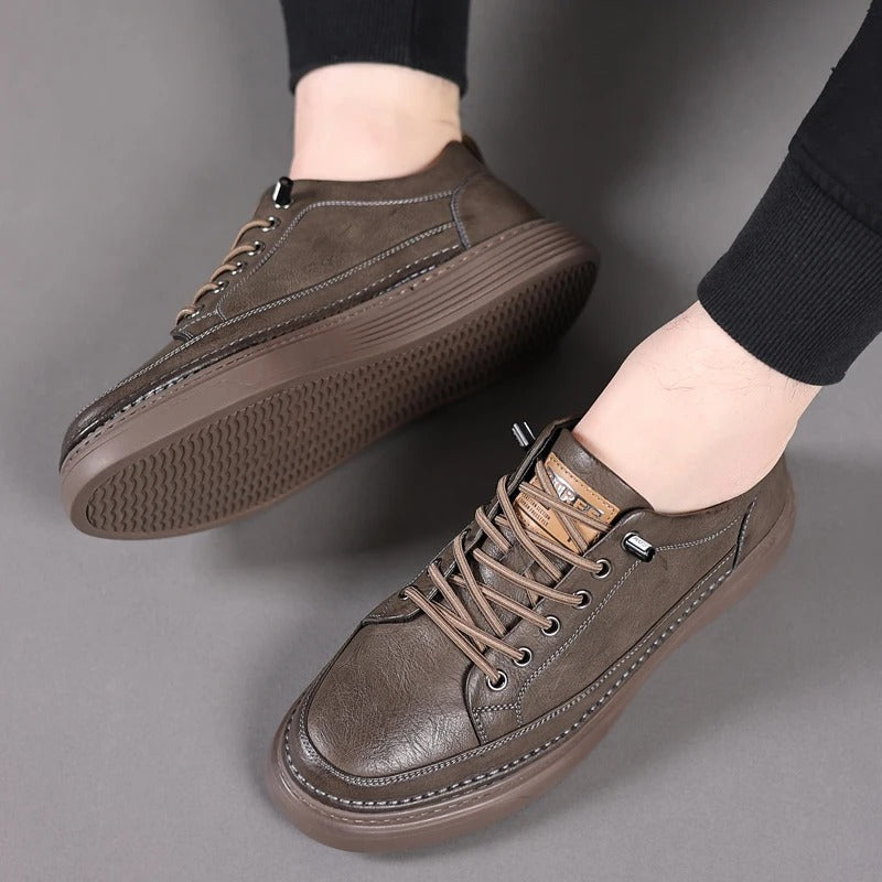 Lawson genuine leather sneakers tan smooth upper tonal panel detailing urban professional everyday comfort