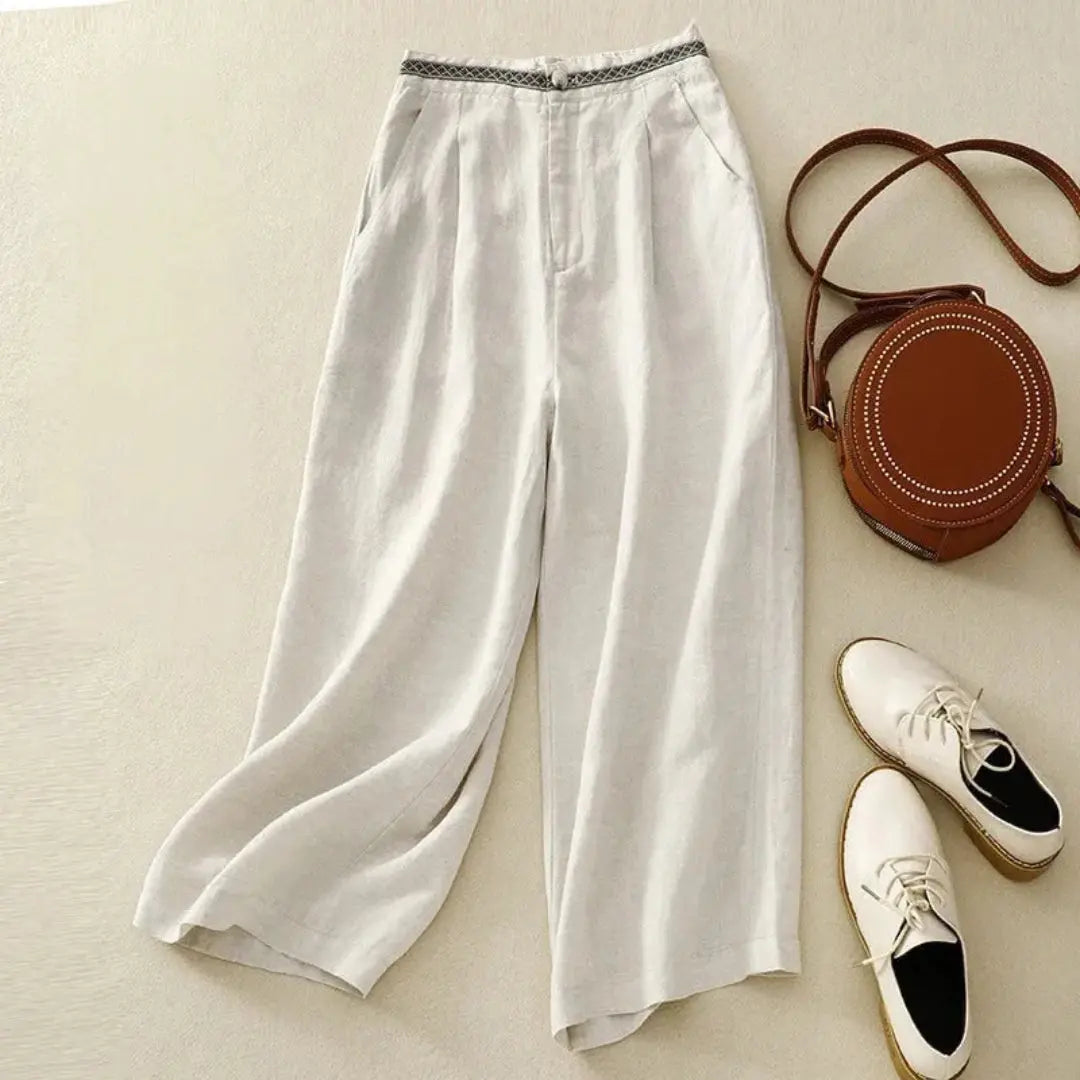 Layla wide leg pants women stretch waistband breathable polyester blend loose relaxed summer fit