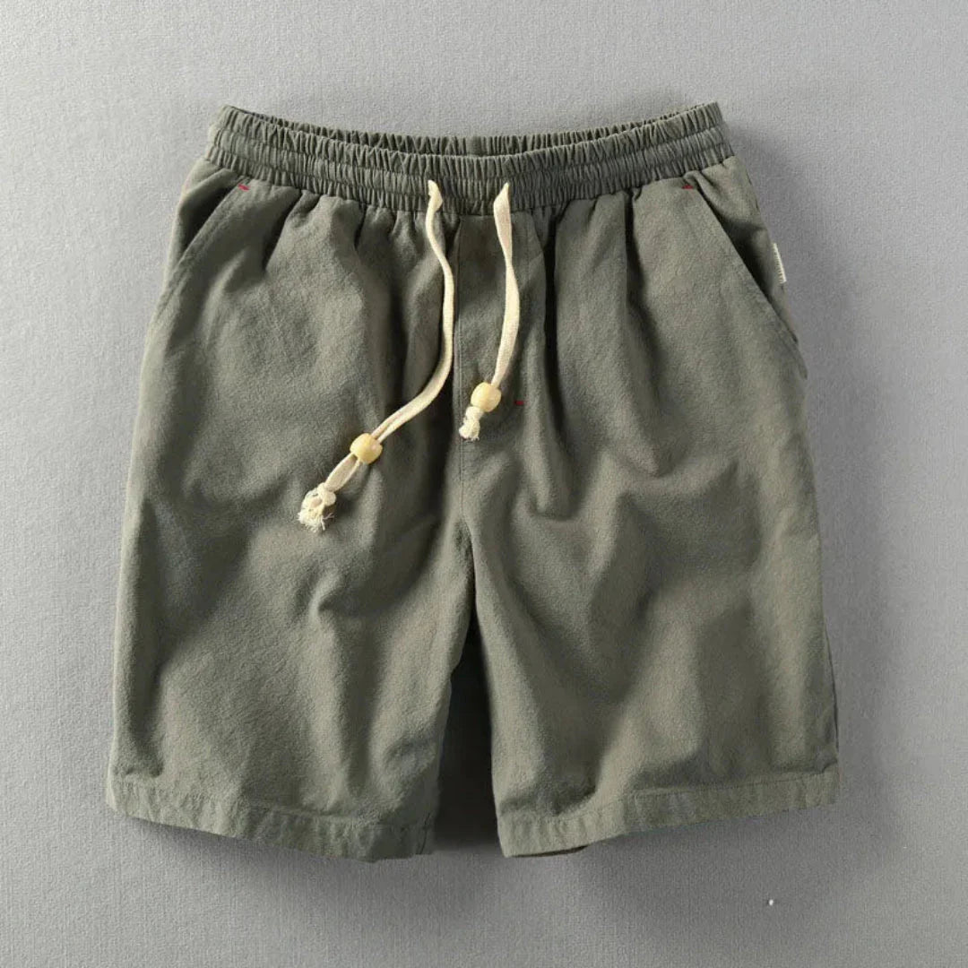 Lee unisex beige linen-cotton blend drawstring shorts lightweight breathable casual fit