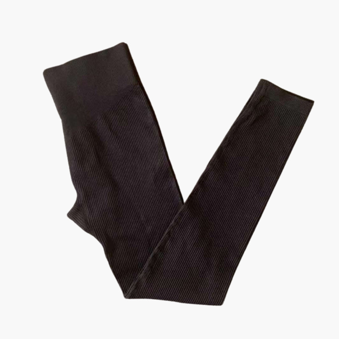 Women's ribbed sports leggings with seamless waistband, slim fit for gym yoga athleisure wear