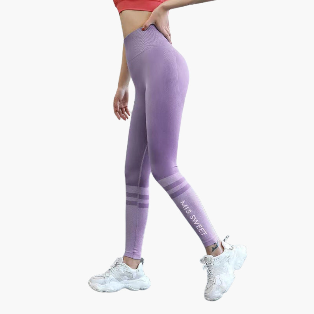 Women's high-waisted gradient stripe sports leggings pull-on tapered ankle active wear