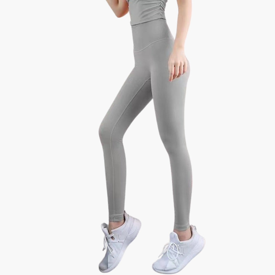 High waist black women's sports leggings full length stretch pocketless slim fit gym active wear
