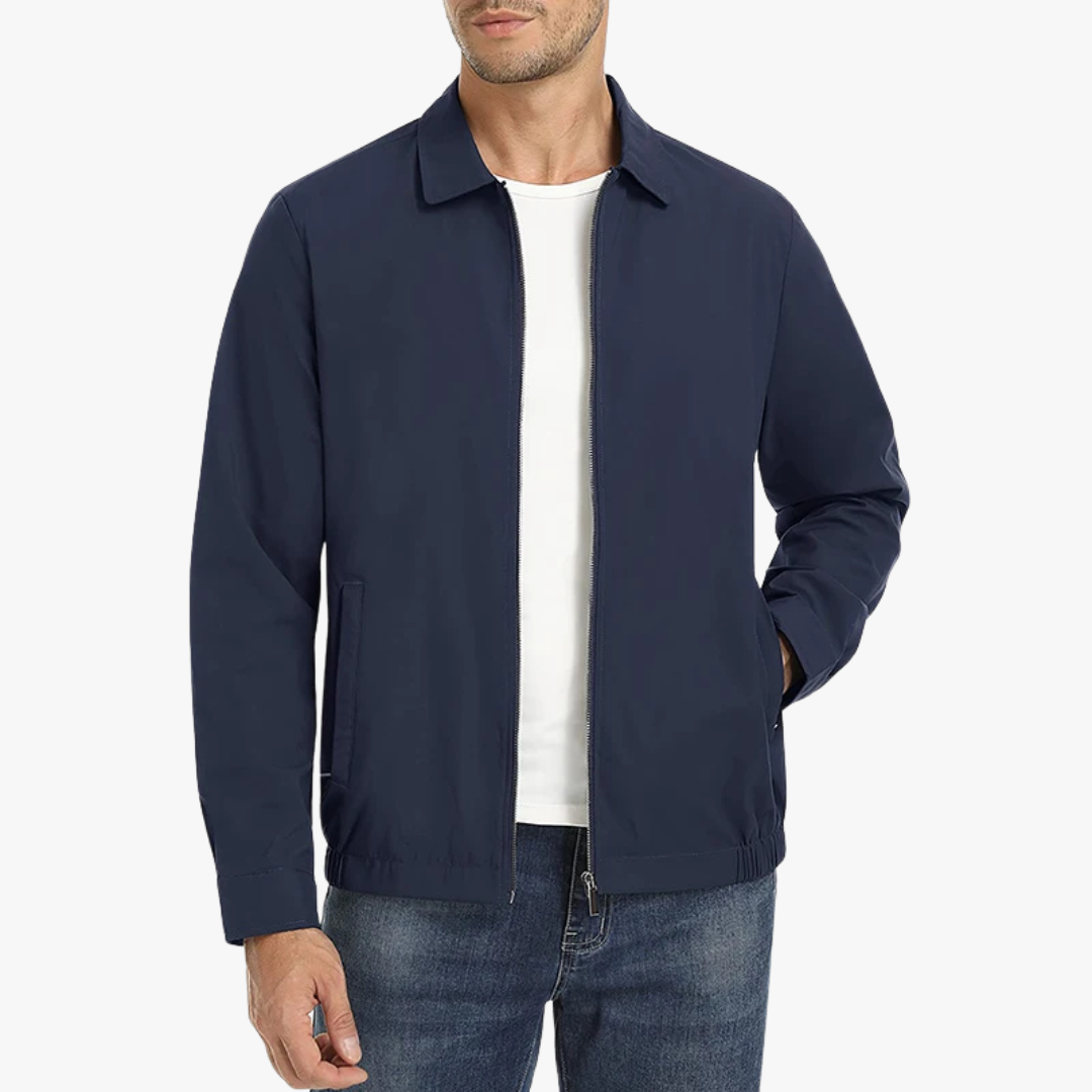 Men's lightweight casual jacket, breathable spring summer windproof slim fit in neutral tone
