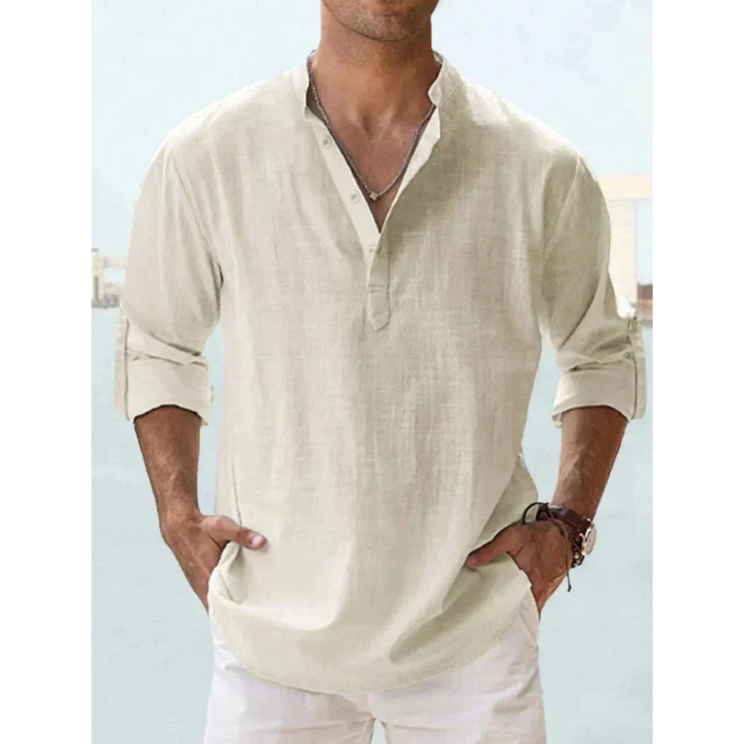 Men's lightweight cotton button-down shirt, tailored fit, breathable everyday and formal style