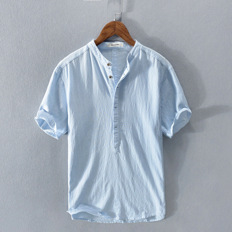 Men's white relaxed-fit linen shirt lightweight breathable premium fabric everyday summer style